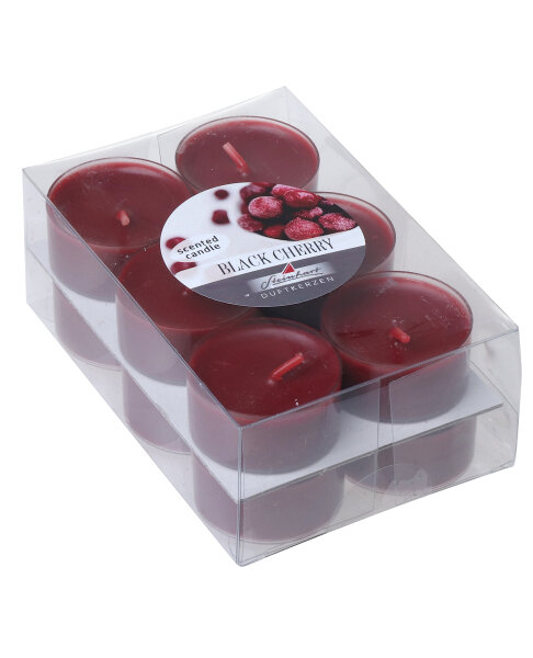 Duftteelichter im 12er Pack Black Cherry 18 x Ø 38 mm ca. 4 h