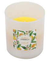 Citronella Kerze im Glas Opal mit Etikett "Lemon...