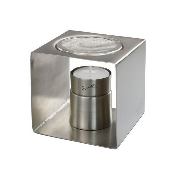 Räucherstövchen "Modern" Silber bebürstet mit abnehmbarem Sieb (Model F)