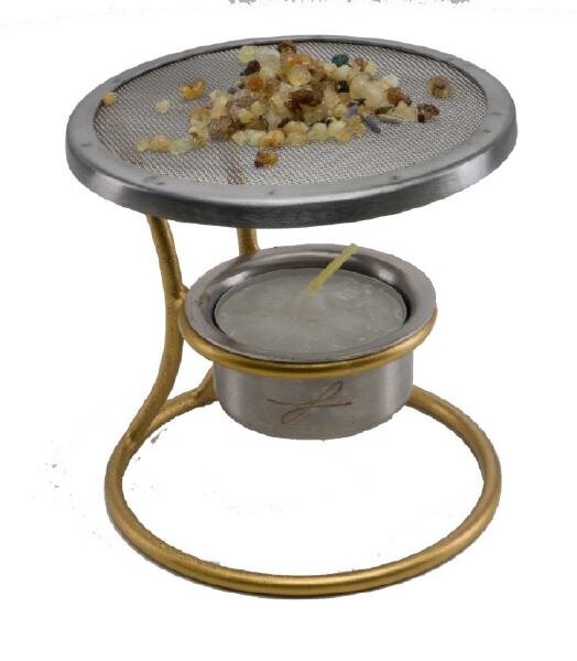 Räucherstövchen "Modern" Gold/Silber mit abnehmbarem Sieb (Model B)