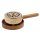 Räucherpfännchen aus Messing Gold mit Stiel und Untersetzer aus Holz