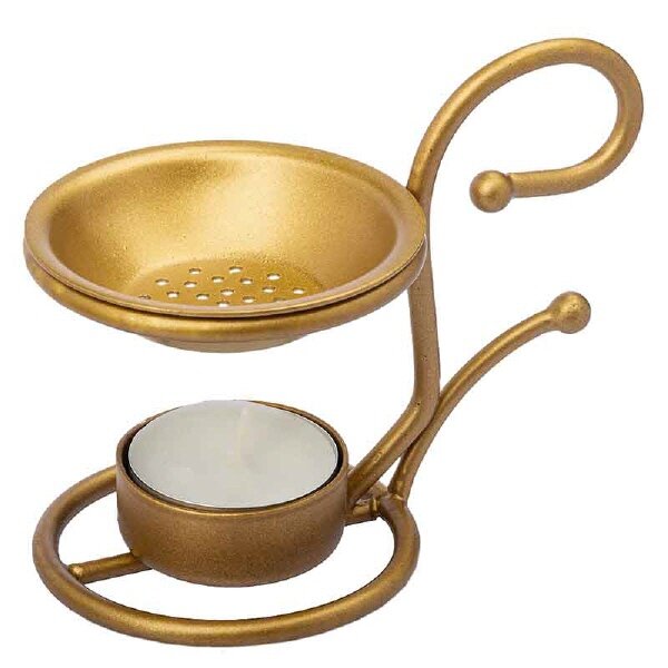 Räucherstövchen aus Metall in der Farbe Gold, Höhe 10 cm