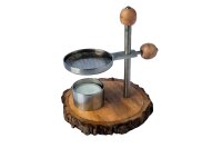 Räucherstövchen auf Holzscheibe mit Silber...